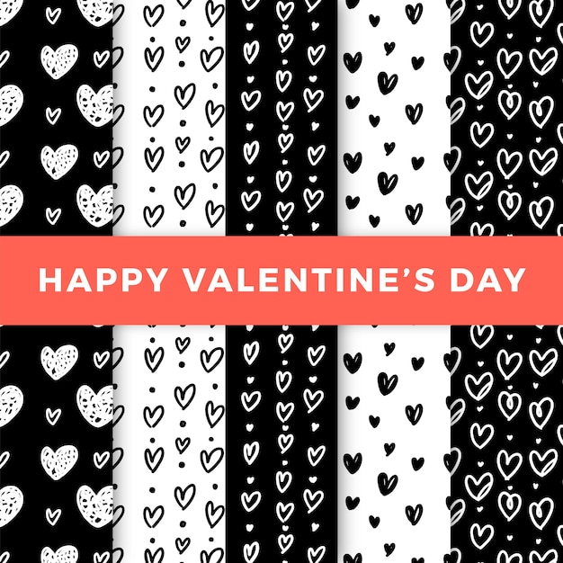 Hand drawn valentine's day pattern collection