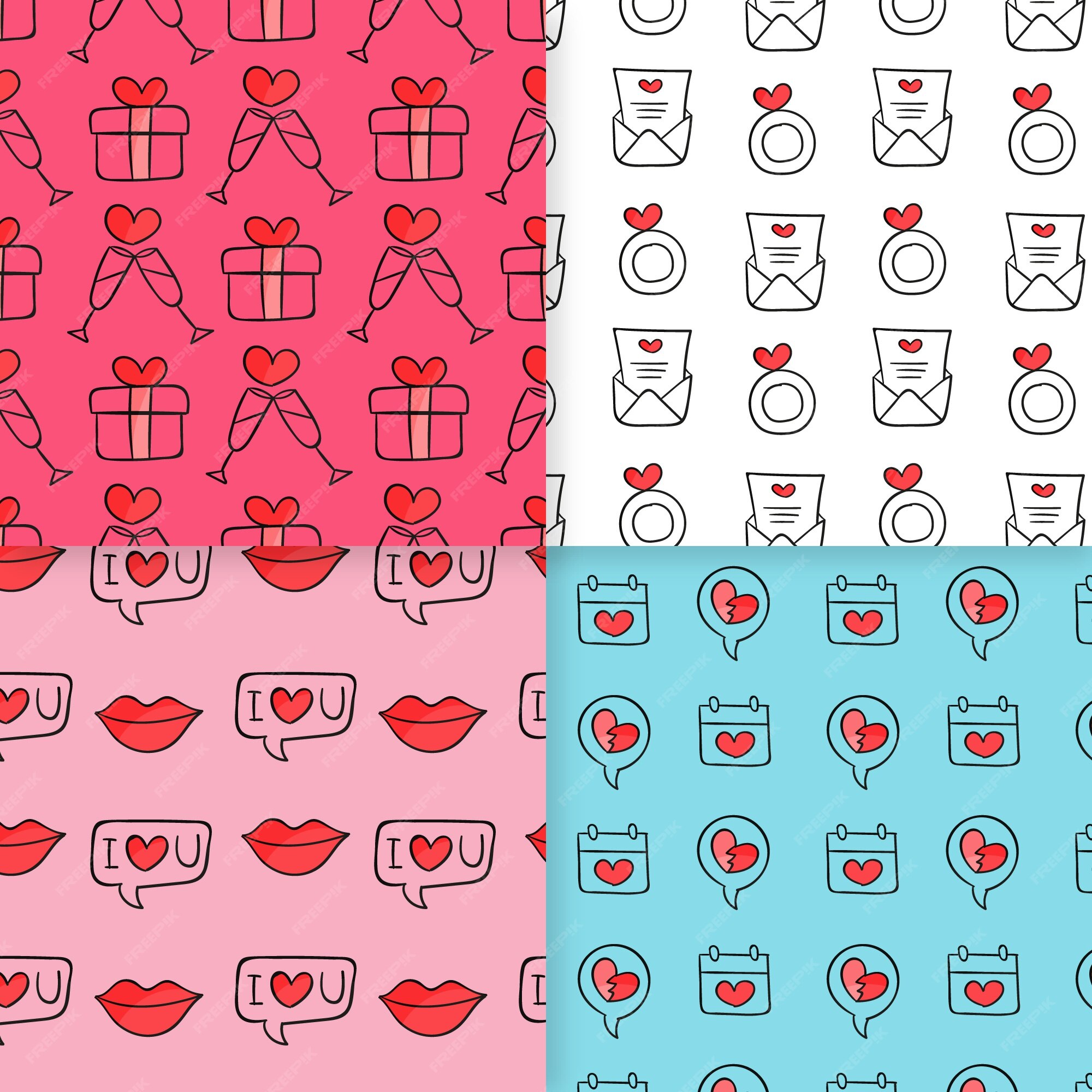 Free Vector  Hand drawn valentine's day pattern collection