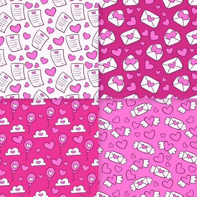 Free vector hand drawn valentine's day pattern collection