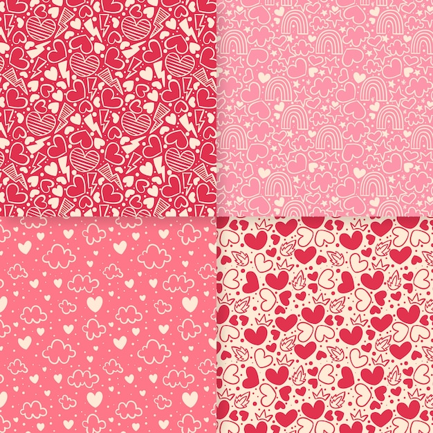 Free vector hand drawn valentine's day pattern collection