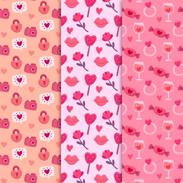 Hand drawn valentine's day pattern collection