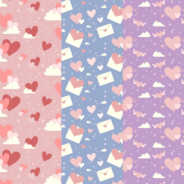 Free vector hand drawn valentine's day pattern collection