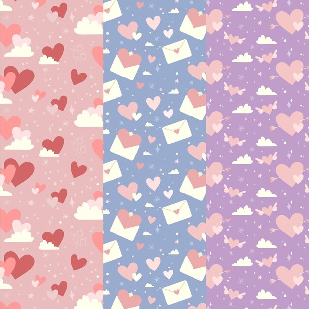 Hand drawn valentine's day pattern collection