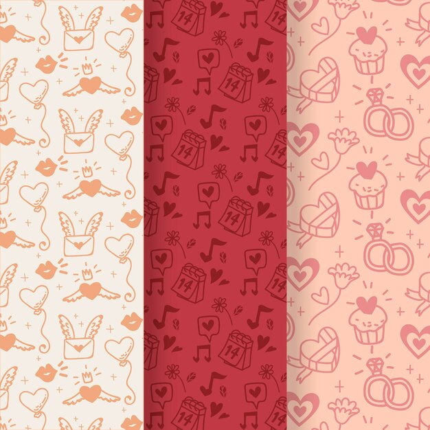 Hand drawn valentine's day pattern collection