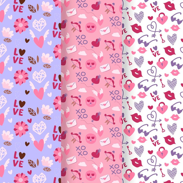 Free Vector hand drawn valentine's day pattern collection
