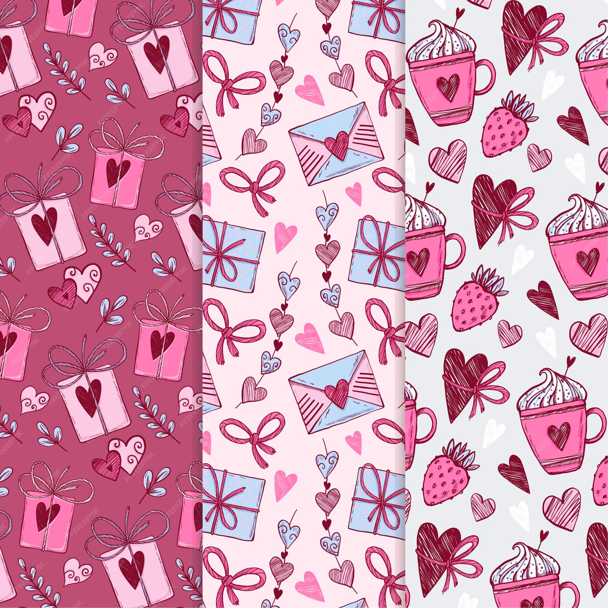 Free Vector  Hand drawn valentine's day pattern collection