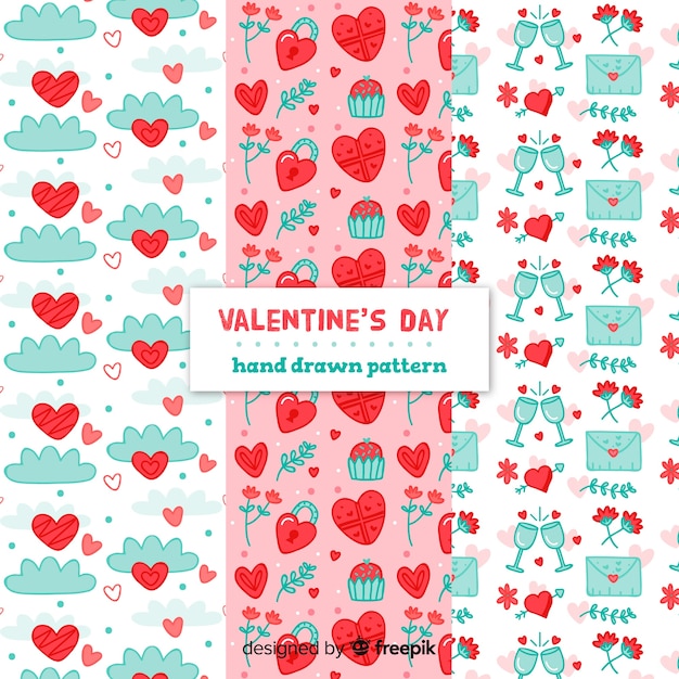 Hand drawn valentine's day patterns