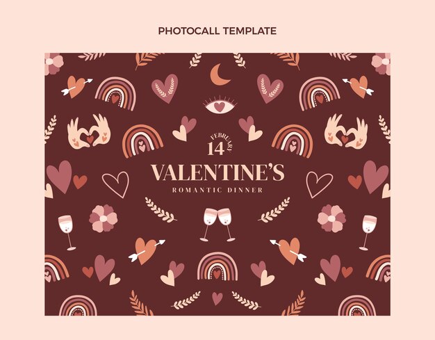 Hand drawn valentine's day photocall template