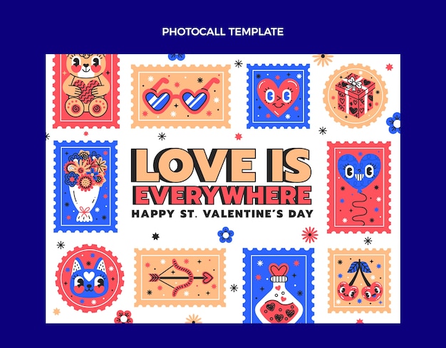 Free vector hand drawn valentine's day photocall template