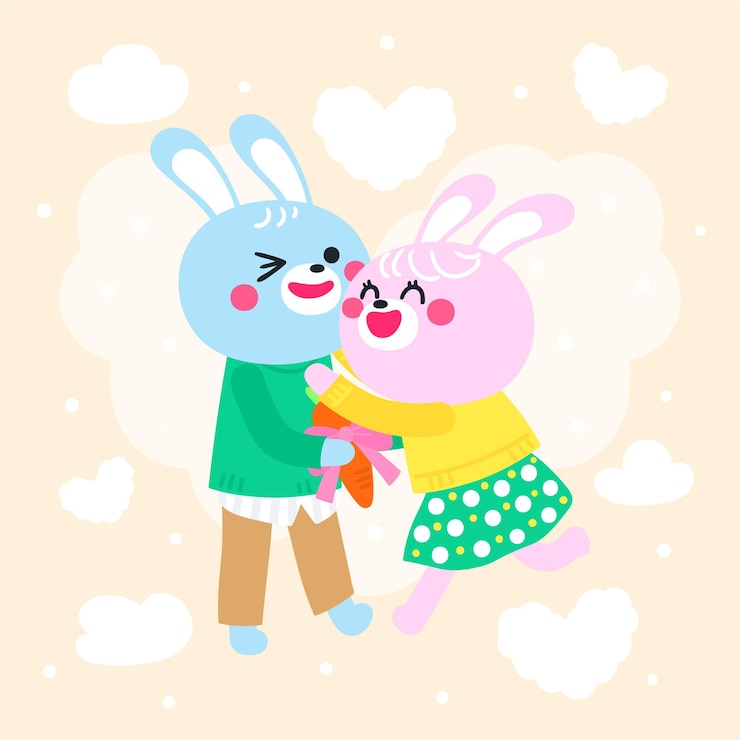 Free Vector hand drawn valentine's day rabbit couple
