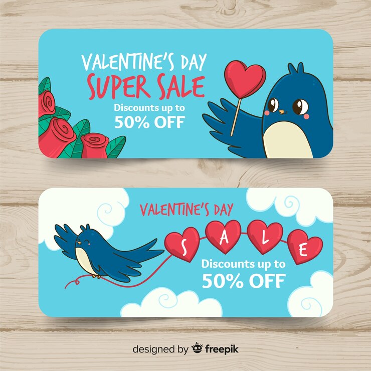 Free Vector hand drawn valentine's day sale banner