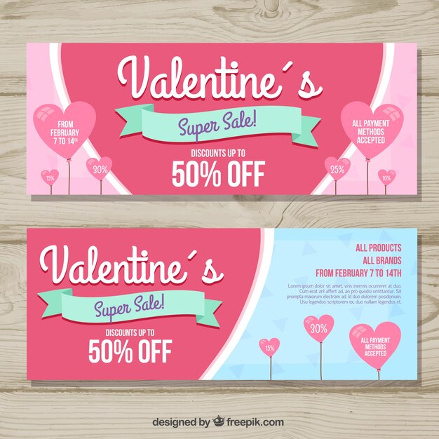 Hand drawn valentine's day sale banners