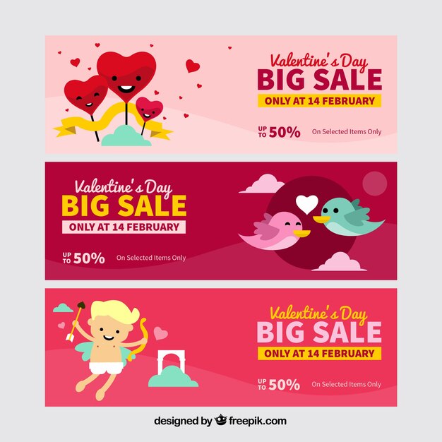 Hand drawn valentine's day sale banners