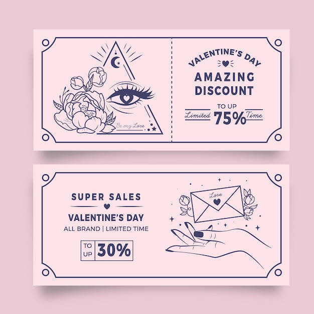 Free vector hand drawn valentine's day sale banners