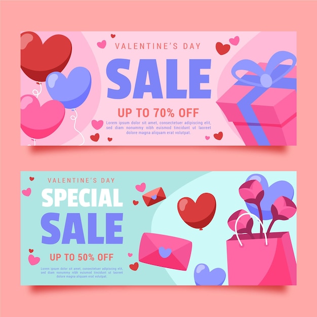 Hand drawn valentine's day sale banners