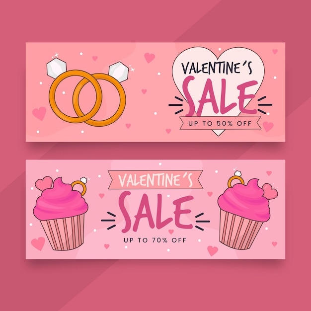 Hand drawn valentine's day sale banners