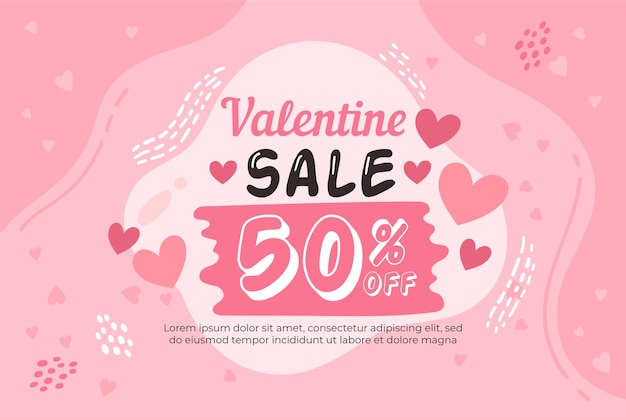 Hand drawn valentine's day sale with discount