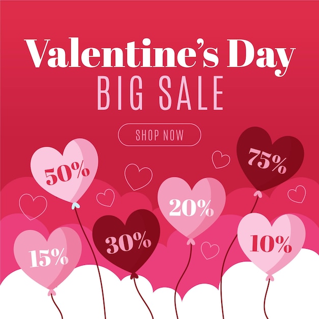 Vettore gratuito vendita di san valentino disegnata a mano con offerta