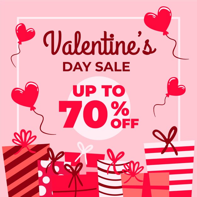 Hand drawn valentine's day sale with presents