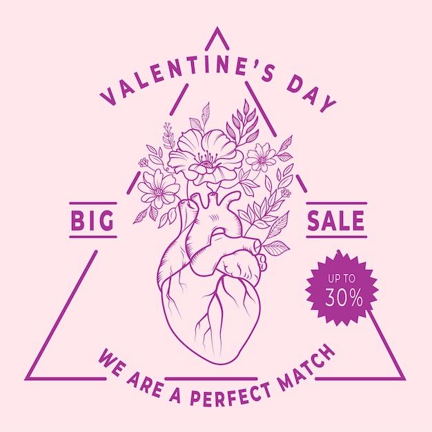 Vendita di san valentino disegnata a mano