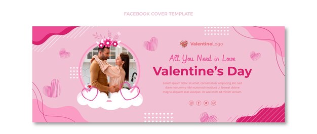 hand drawn valentine's day social media cover template