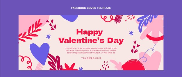 Hand drawn valentine's day social media cover template