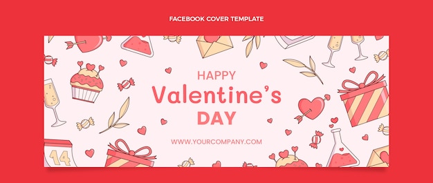 Hand drawn valentine's day social media cover template