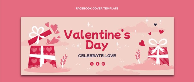 Hand drawn valentine's day social media cover template