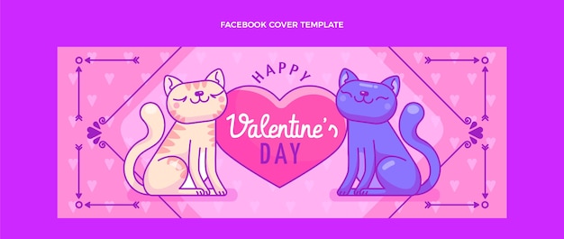 Hand drawn valentine's day social media cover template