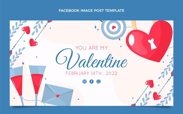 Vettore gratuito modello di post sui social media di san valentino disegnato a mano