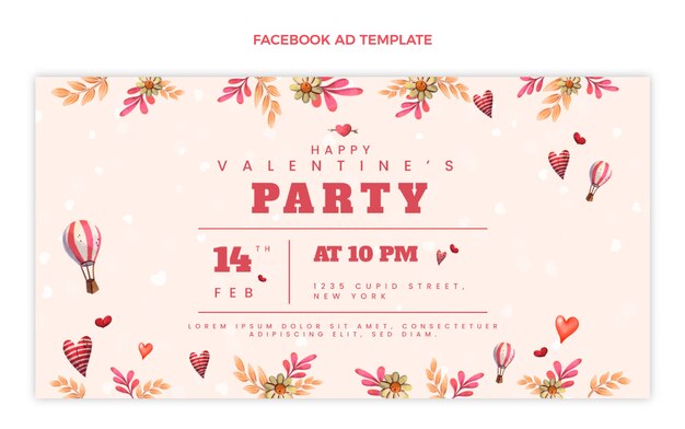 Hand drawn valentine's day social media promo template