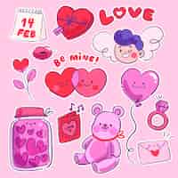 Free vector hand drawn valentine's day stickers collection