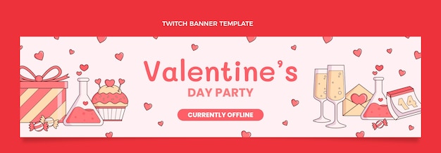 Hand drawn valentine's day twitch banner