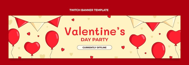 Free vector hand drawn valentine's day twitch banner