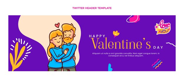 Free vector hand drawn valentine's day twitter header