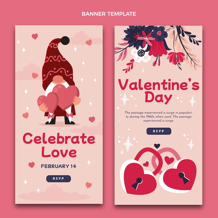 Free Vector hand drawn valentine's day vertical banners set