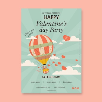 Hand drawn valentine's day vertical flyer template