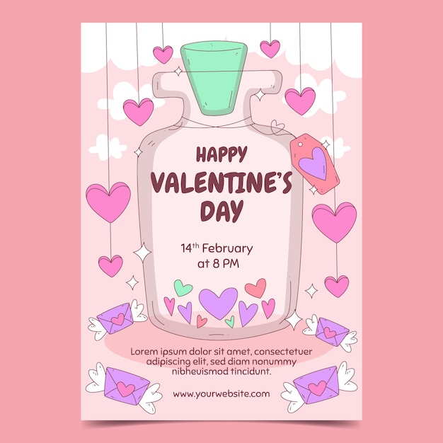 Free vector hand drawn valentine's day vertical flyer template