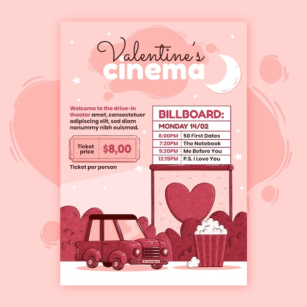 Free vector hand drawn valentine's day vertical flyer template