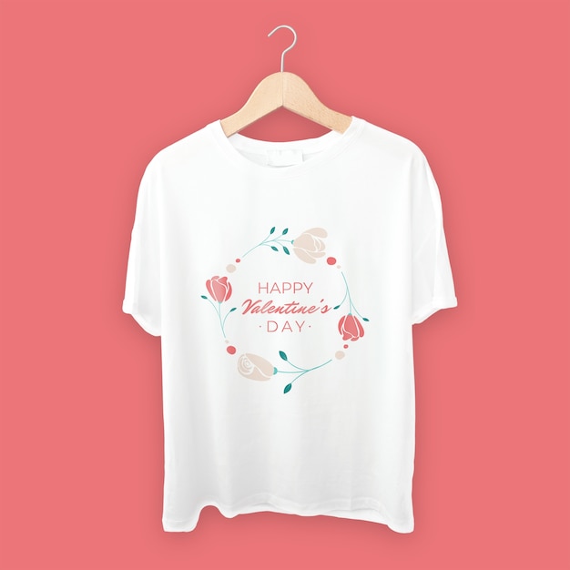 Vettore gratuito san valentino disegnato a mano con t-shirt con rose