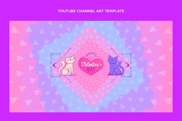 Vettore gratuito arte del canale youtube di san valentino disegnata a mano