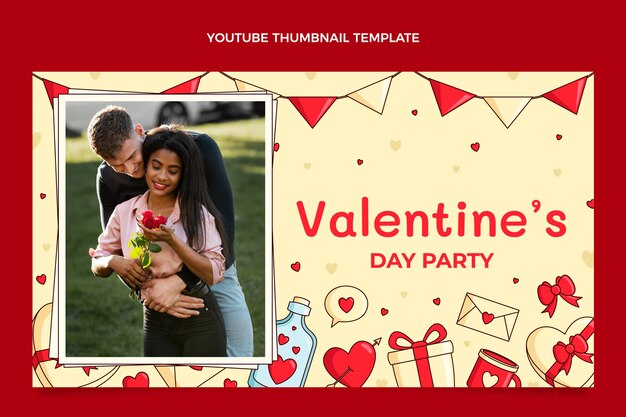 Free vector hand drawn valentine's day youtube thumbnail