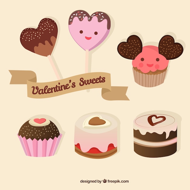 Free vector hand drawn valentine sweets