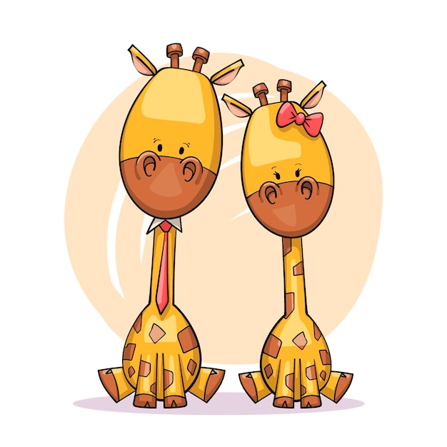 Free Vector hand drawn valentines day animal couple