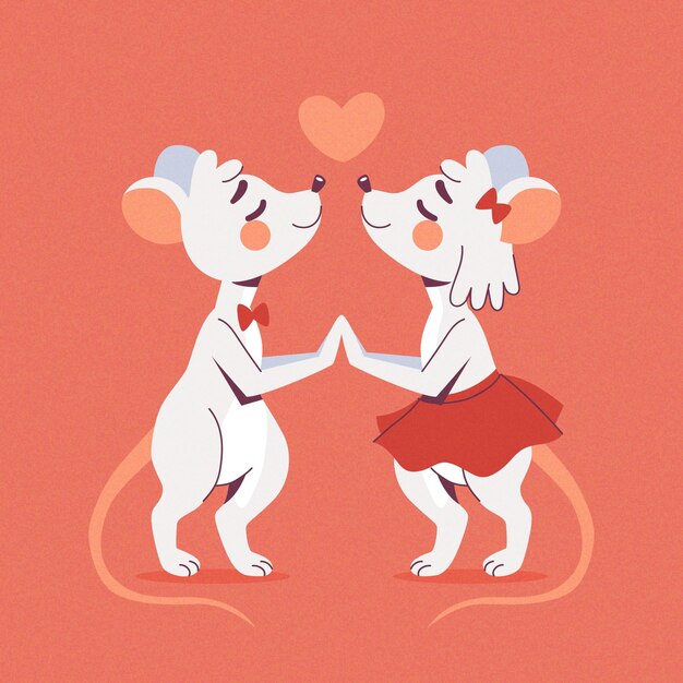 Hand drawn valentines day animal couple