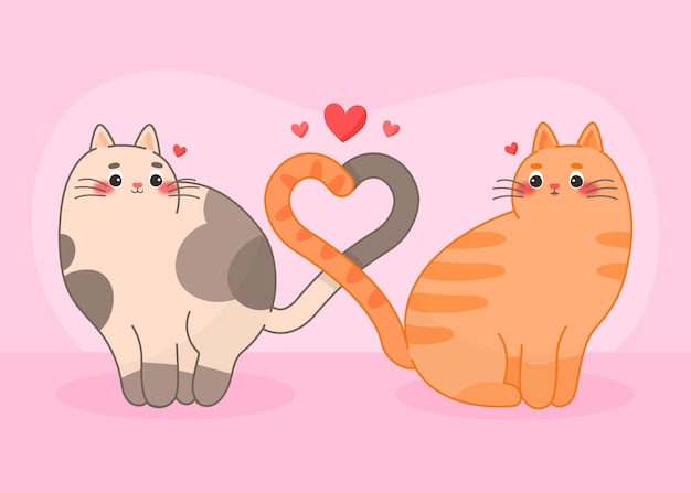 Vettore gratuito coppia di animali di san valentino disegnati a mano