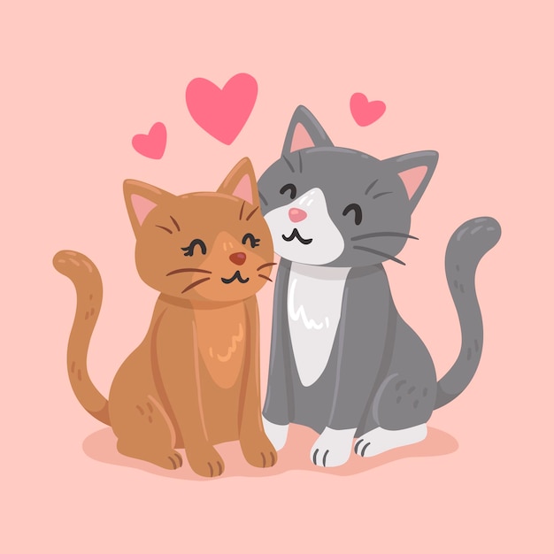 Free vector hand drawn valentines day animal couple