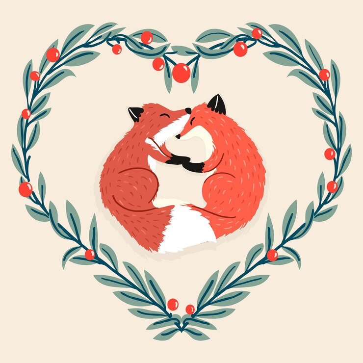 Free Vector hand drawn valentines day animal couple