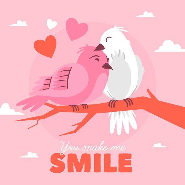 hand drawn valentines day animal couple