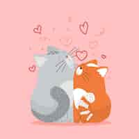 Free vector hand drawn valentines day animal couple